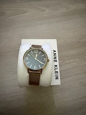 Anne Klein Gold Mesh Watch with Gray Dial